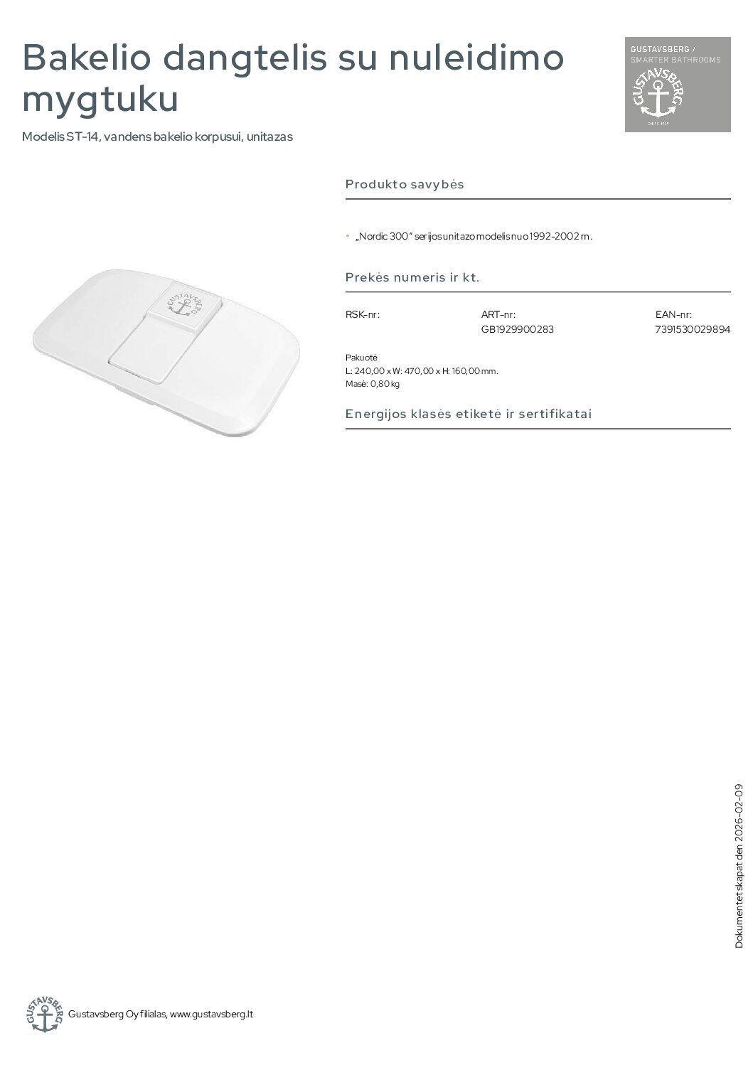 Bakelio dangtelis su nuleidimo mygtuku