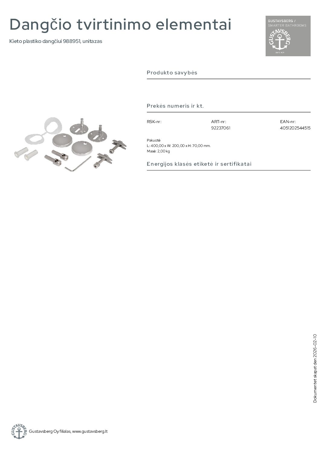 Dangčio tvirtinimo elementai