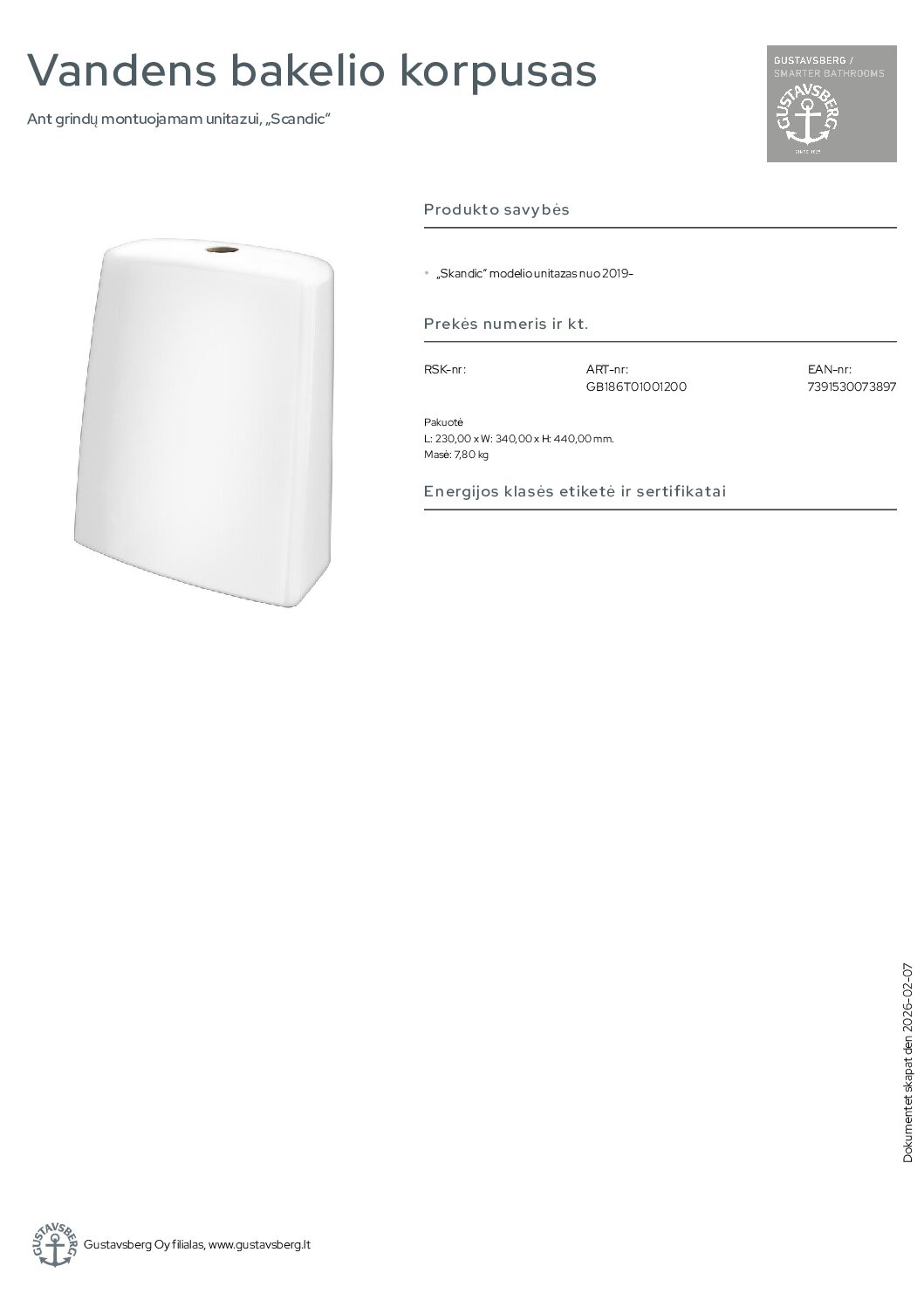 Vandens bakelio korpusas