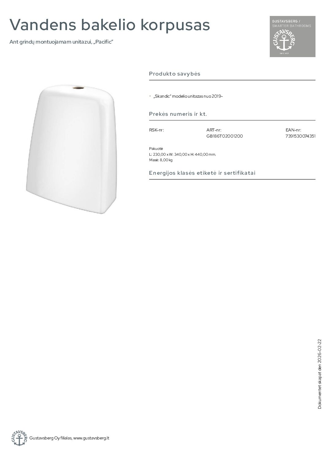 Vandens bakelio korpusas