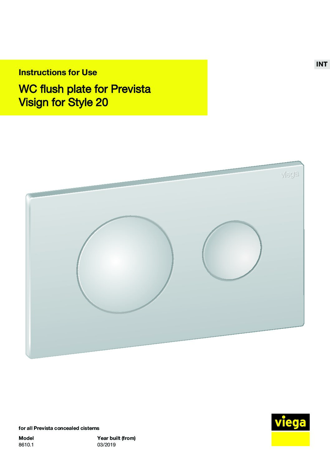 WC flush plate for Prevista Visign for Style 20 - 8610.1 - V4 - lt - LT