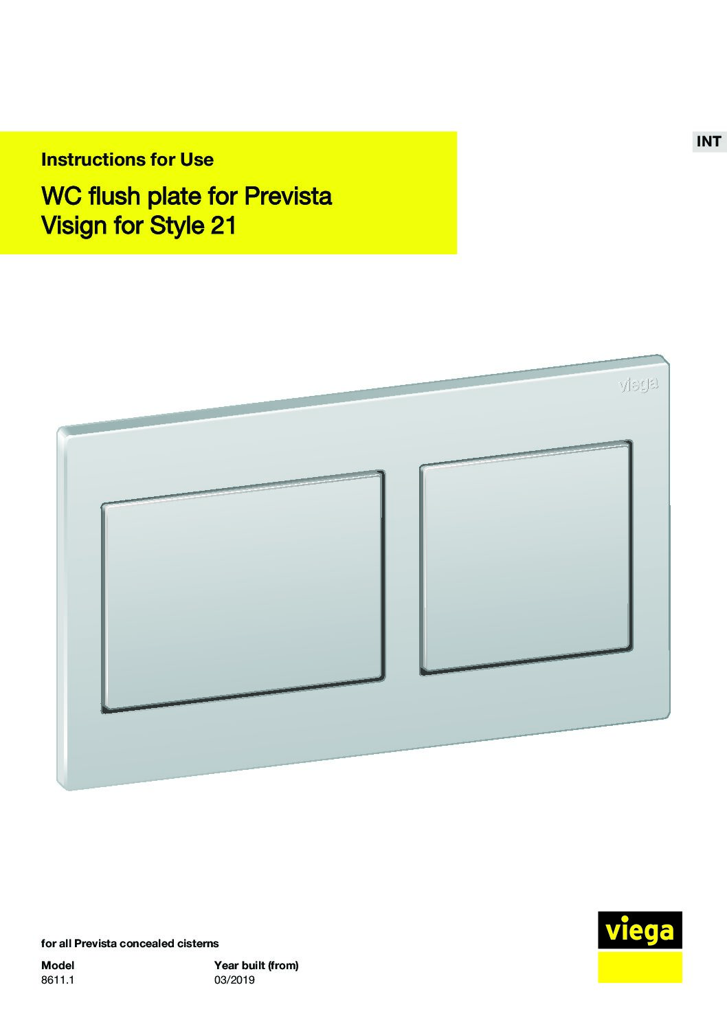 WC flush plate for Prevista Visign for Style 21 - 8611.1 - V4 - lt - LT