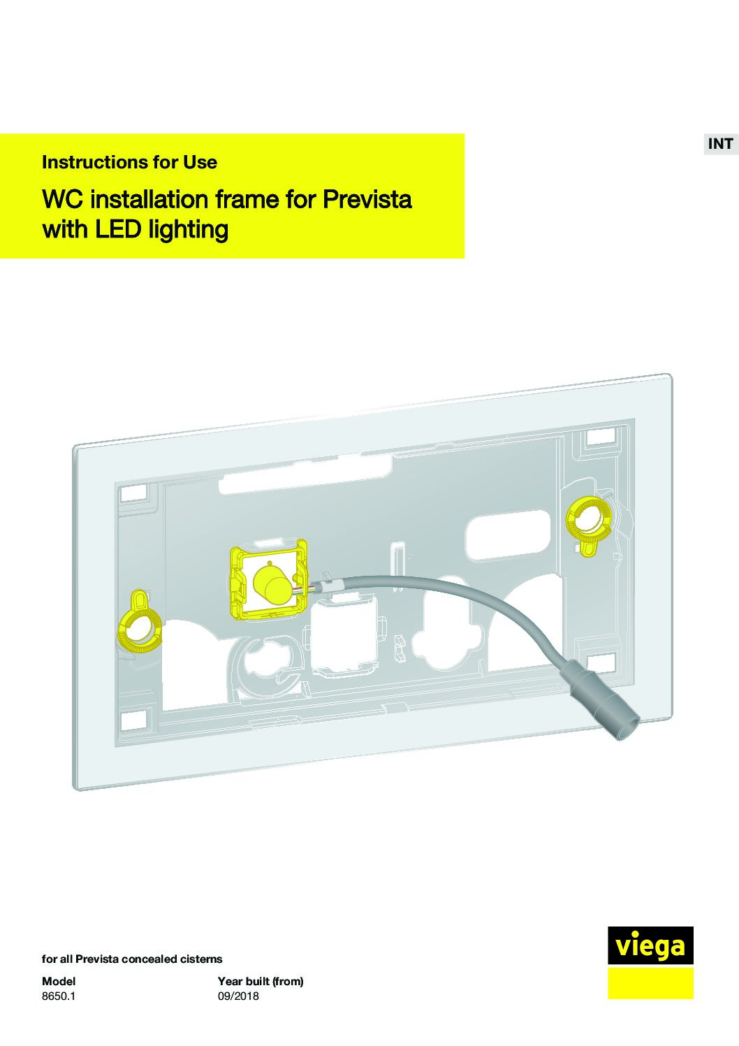 WC installation frame for Prevista with LED lighting - 8650.1 - V6 - lt - LT